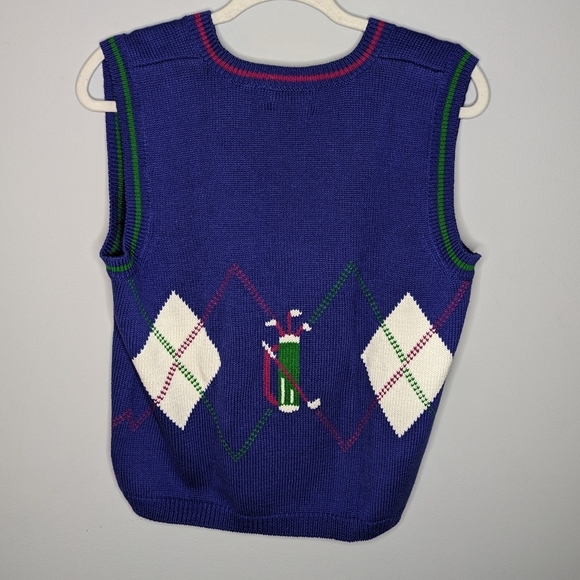 Vintage Jean Bell Hand Loomed Golf Sweater Vest double sided woman's Medium - Picture 4 of 6